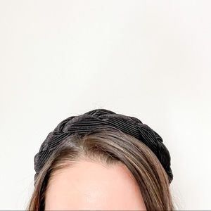 Braided black velour oversized headband